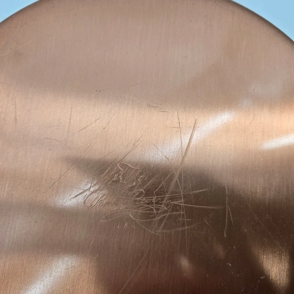 Vtg Paul Revere Copper Skillet Pan Brass Handle Stainless Lined USA 11.5 Inch